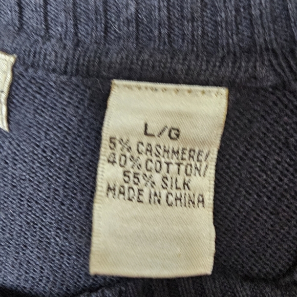 Tehama Silk Cashmere Blend Mens Argyle Sweater Size Large‎ Navy Blue V Neck - Picture 7 of 10